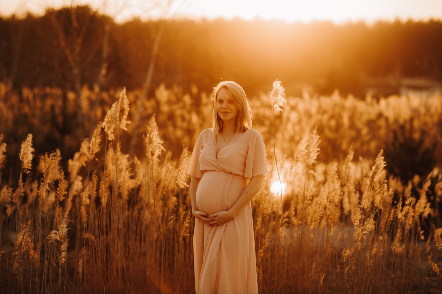 zwangerschapsshoot tussen de pampa's in de Lommelse sahara