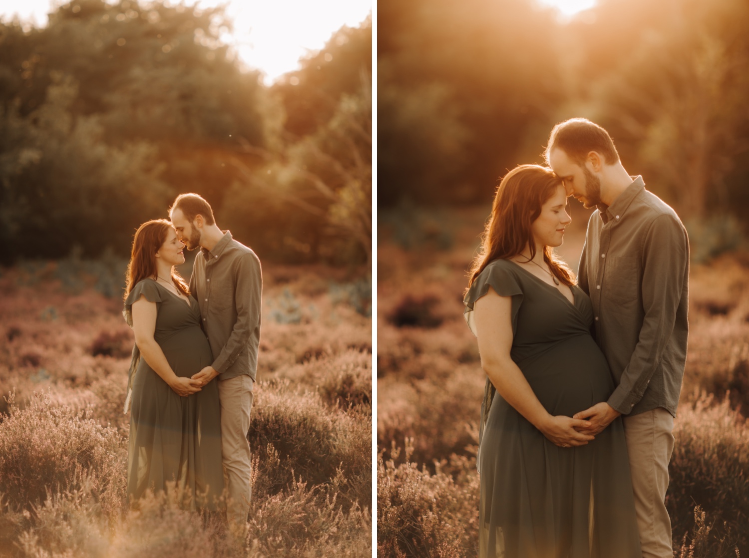 gezinsfotograaf Limburg - close-up portretten van verliefd koppel tijdens zwangerschapsshoot