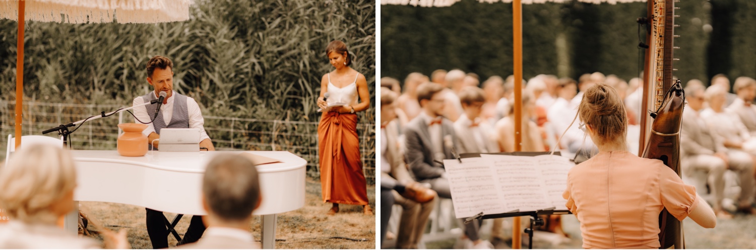 Huwelijksfotograaf Limburg - live muziek met harp en piano tijdens ceremonie