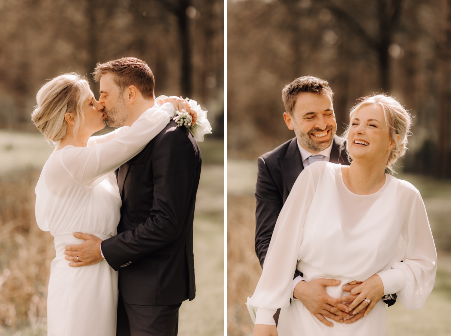 Huwelijksfotograaf Limburg - bruidspaar poseert tijdens fotoshoot in Averbode