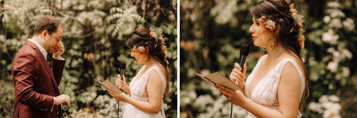 Huwelijksfotograaf Limburg - bruid leest haar geloften voor