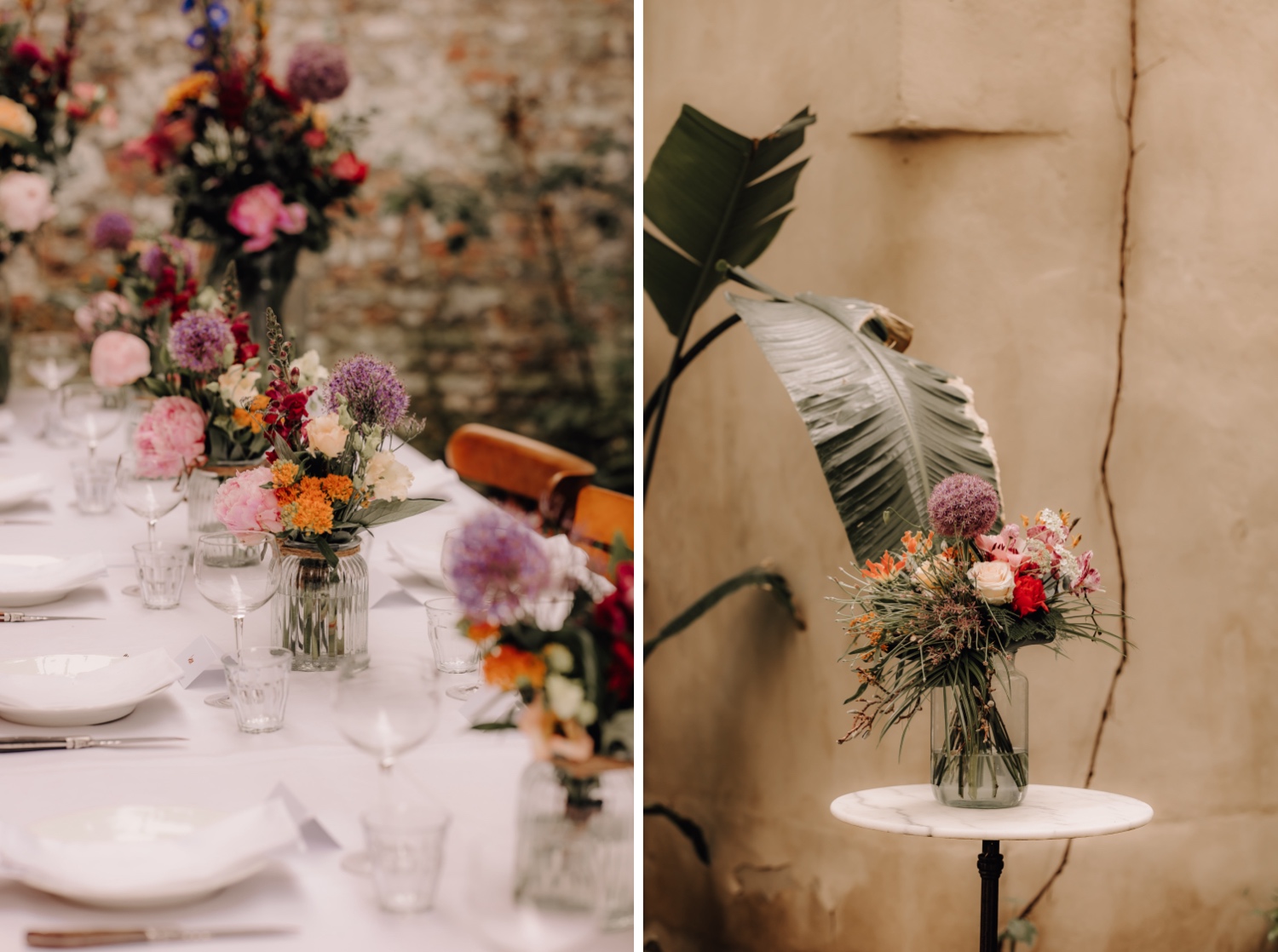 Huwelijksfotograaf Antwerpen - details van de weelderige bloemen in Raapstraat 20