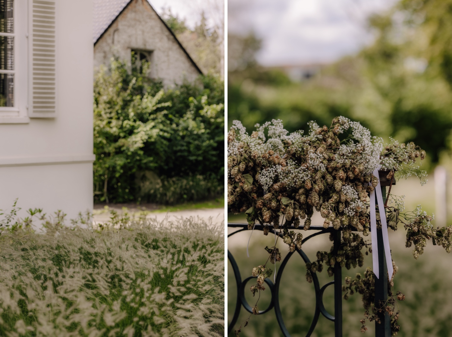 Huwelijksreceptie in het Sint-Michielskasteel - detailsfoto's van de bloemen in de tuin