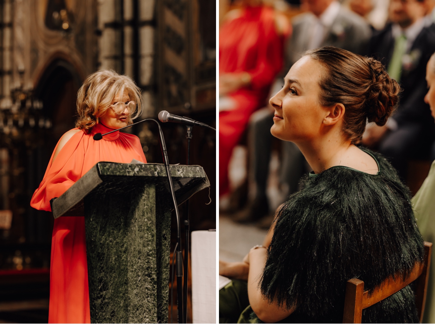 Een regenachtige huwelijksdag bij Hoeve Engelendael - moeder van de bruid leest een tekst voor in de kerk