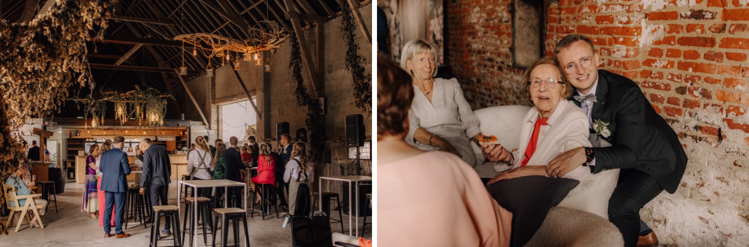 Landelijk huwelijk bij vierkantshoeve Bar Silo - sfeerbeelden van receptie na de ceremonie bij Bar Silo